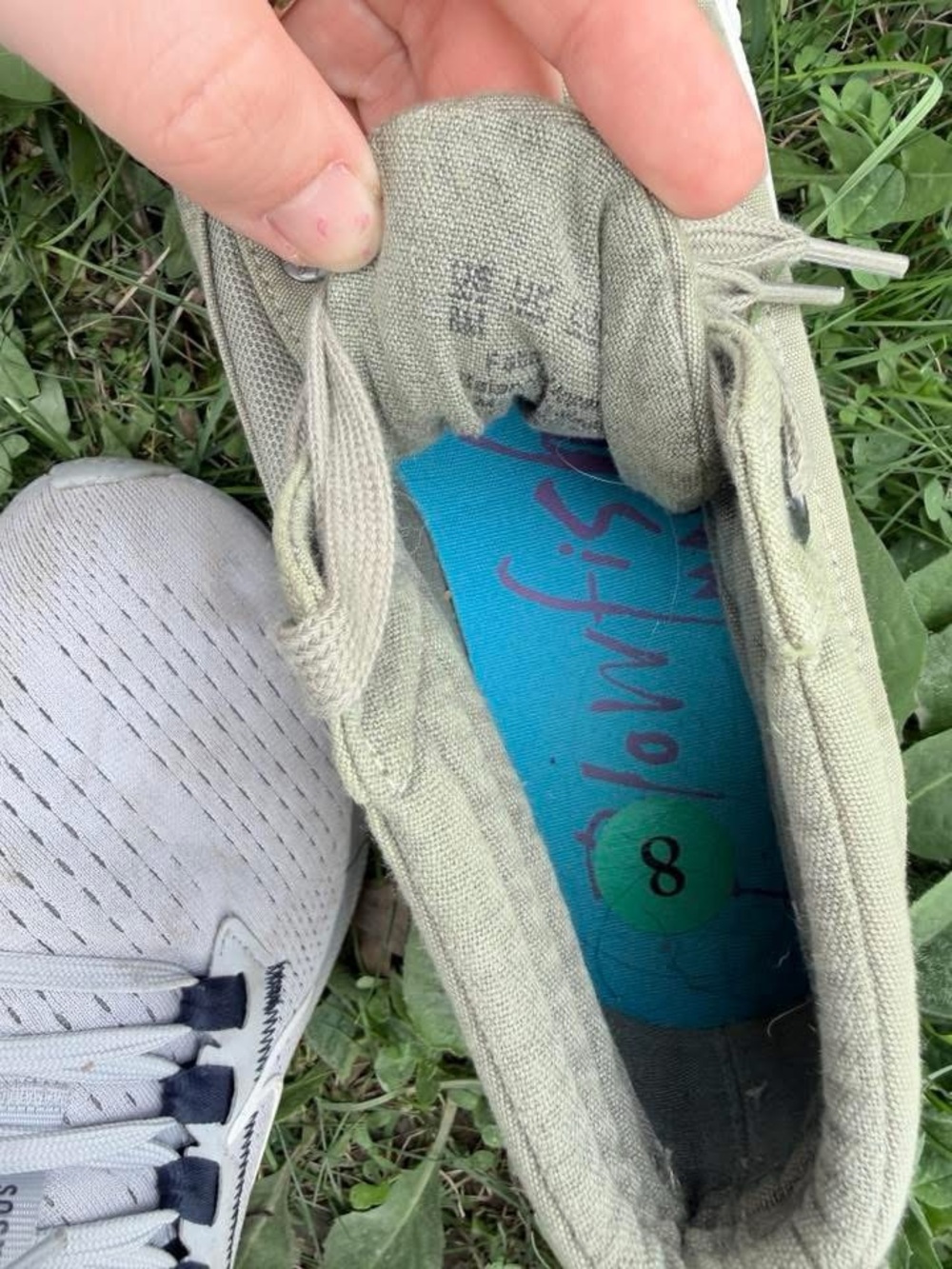 Blowfish Olive Green Canvas Slip-On with Bright Blue Insole